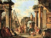 Giovanni Paolo Panini A capriccio of classical ruins with Diogenes throwing away his cup Spain oil painting artist